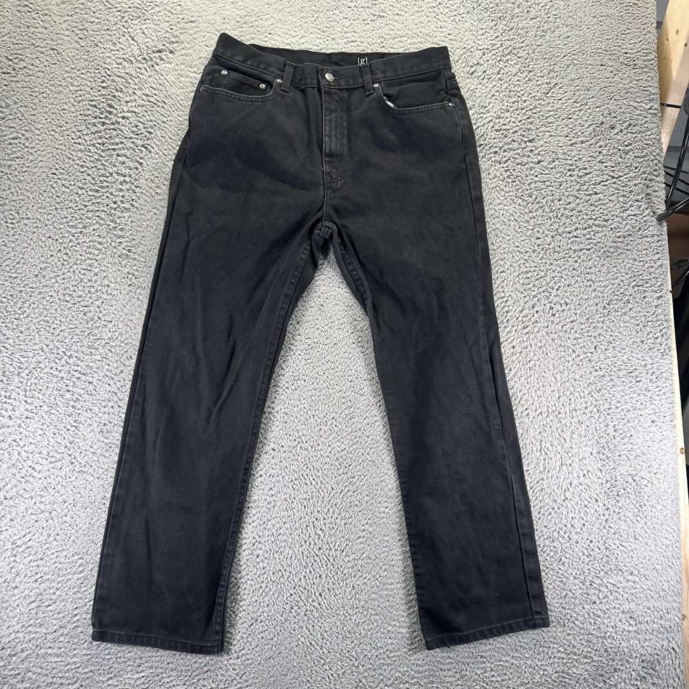 George Jeans Men's 34x30 Black Cotton Denim Straight Dark Wash Travel Workwear
